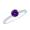 Genuine Amethyst Diamond Promise Ring for Women