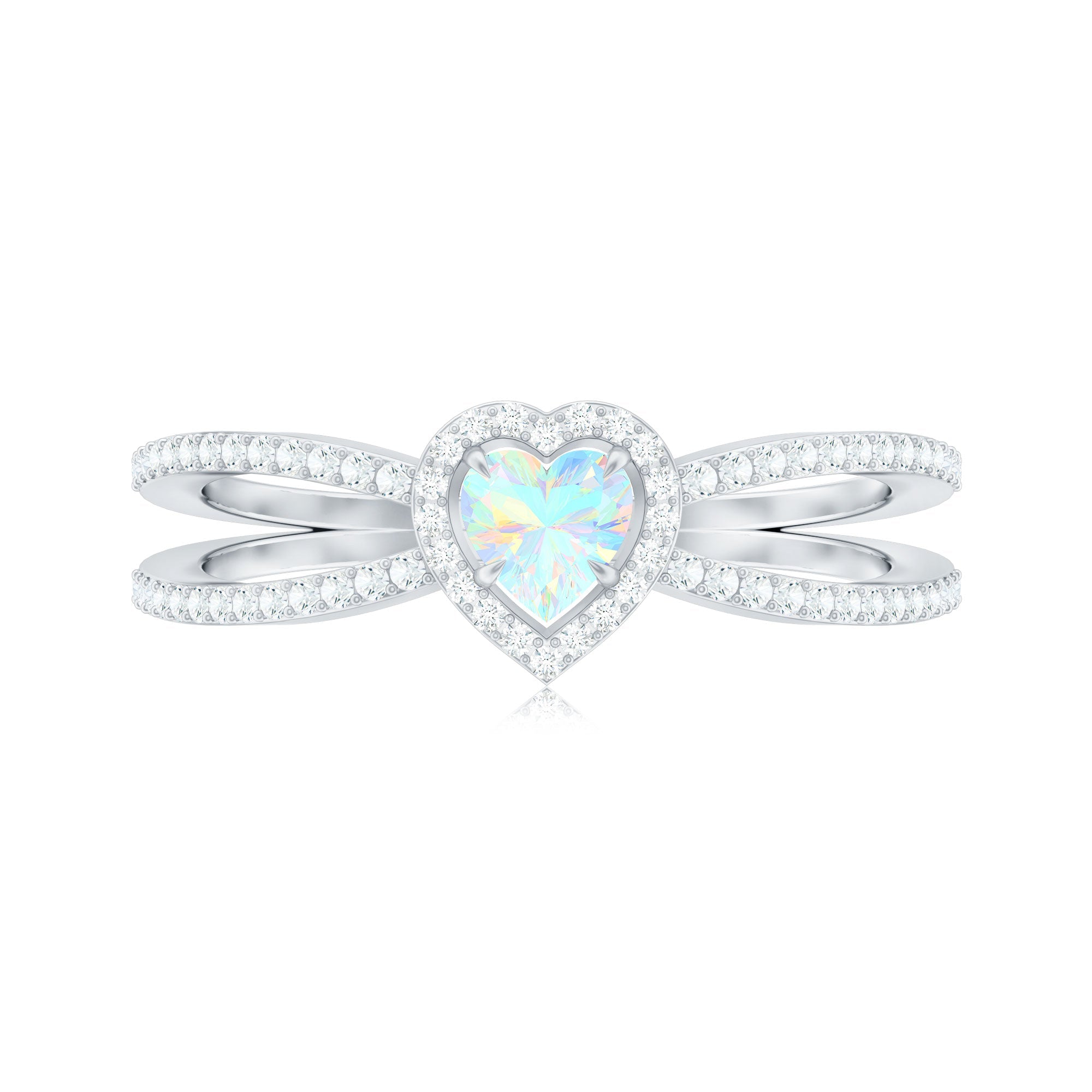 Certified Natural Ethiopian Opal Heart Shaped Engagement Ring with Diamond Halo