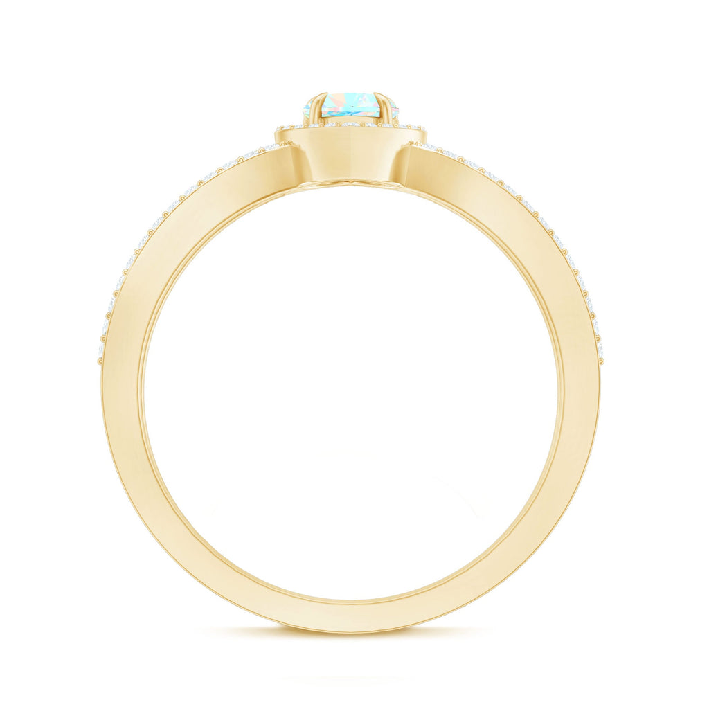 Certified Natural Ethiopian Opal Heart Shaped Engagement Ring with Diamond Halo