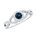 London Blue Topaz Crossover Engagement Ring with Diamond Halo