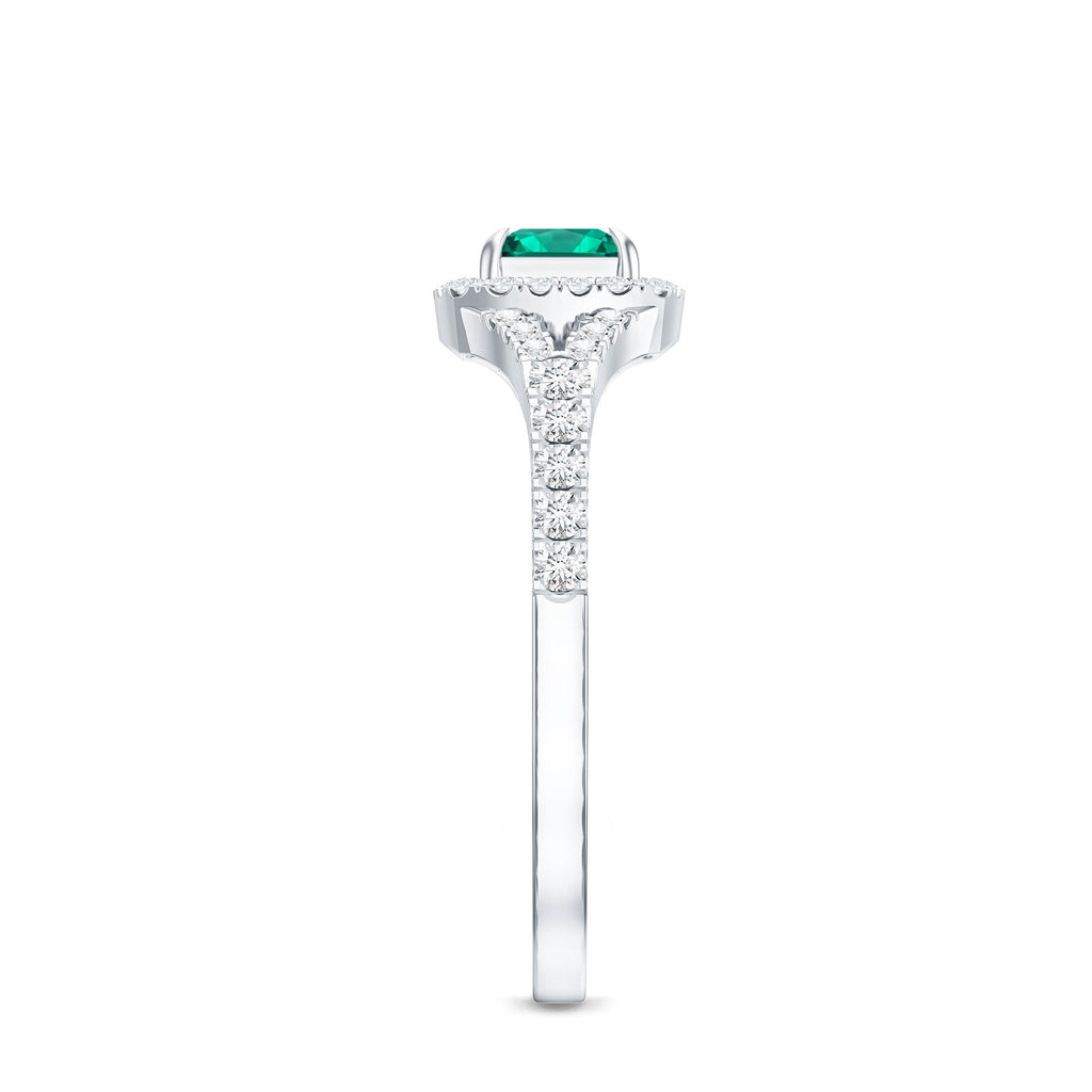 Certified Princess Cut Lab Grown Emerald Diamond Promise Ring