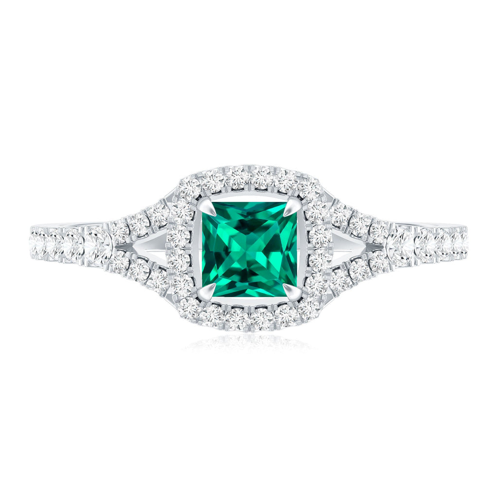 Certified Princess Cut Lab Grown Emerald Diamond Promise Ring
