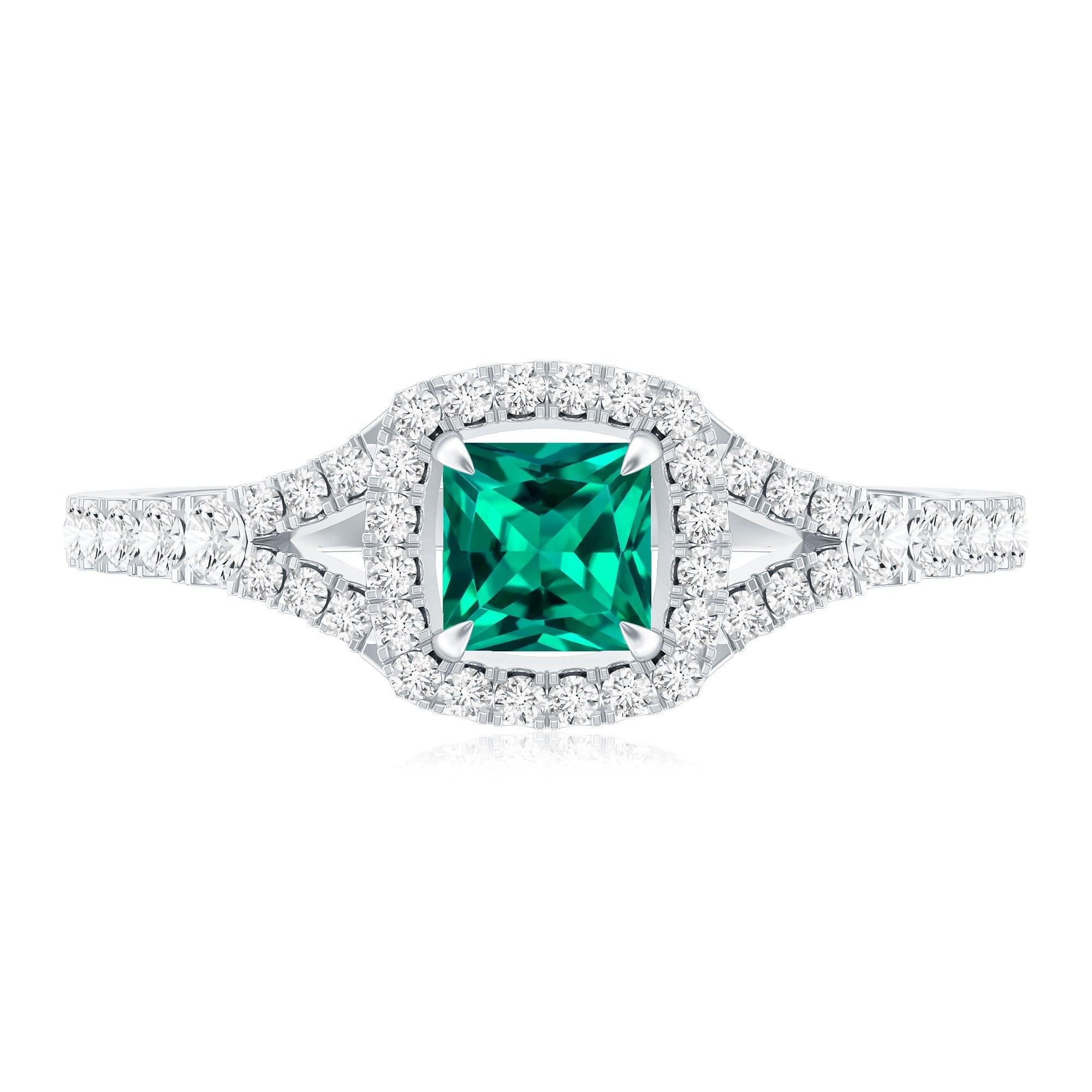 Certified Princess Cut Lab Grown Emerald Diamond Promise Ring