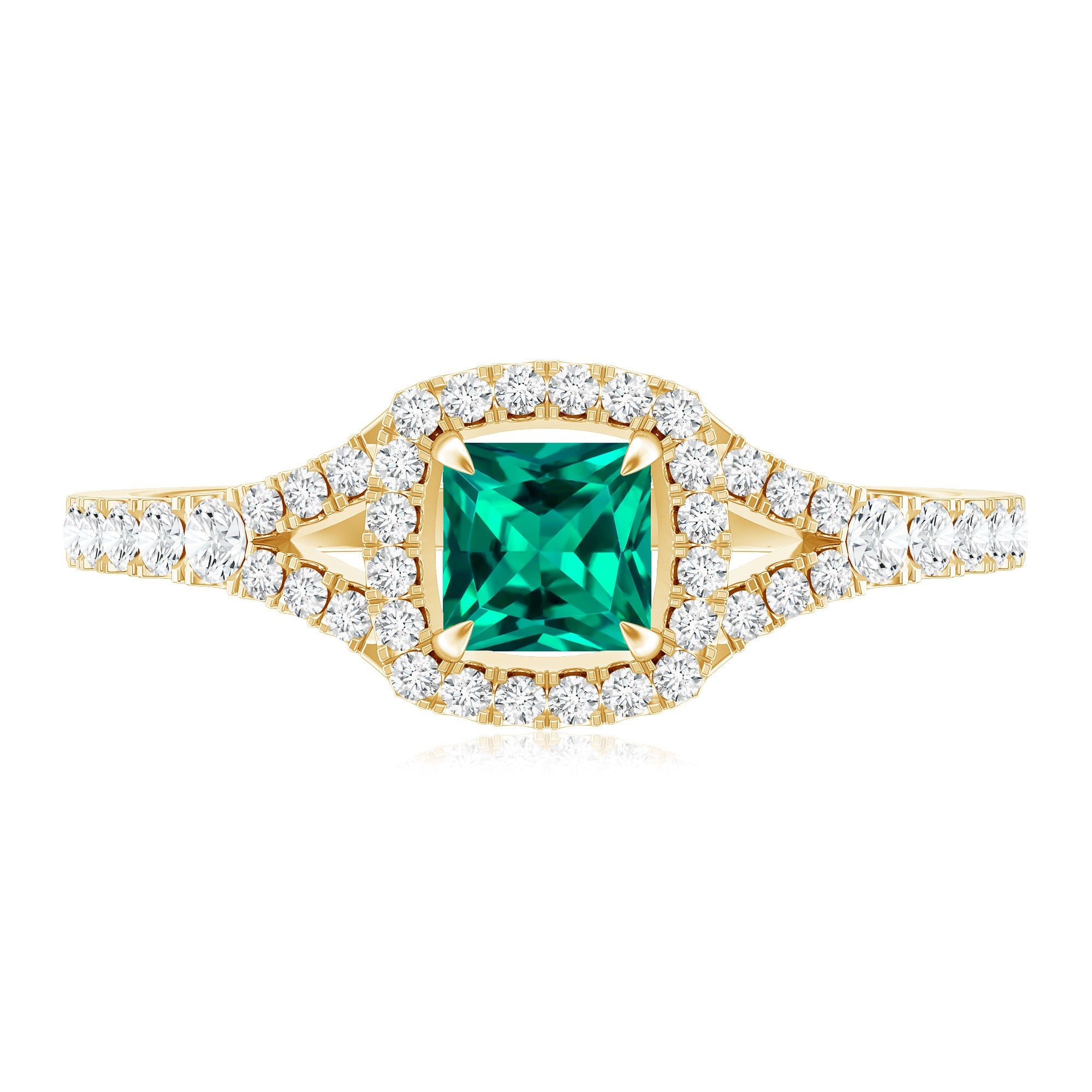 Certified Princess Cut Lab Grown Emerald Diamond Promise Ring