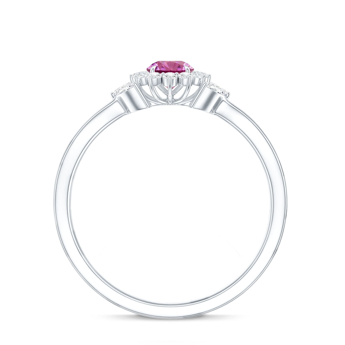 Pink Tourmaline and Diamond Flower Engagement Ring with Split Shank