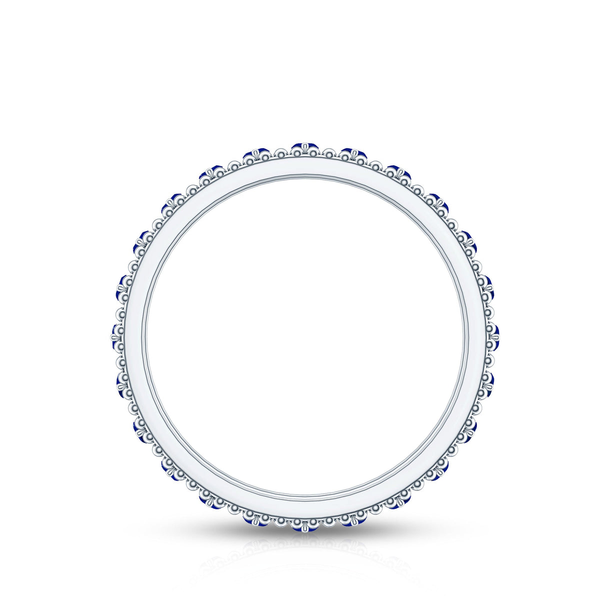 Marquise Cut Created Blue Sapphire Eternity Band with Beaded Detailing