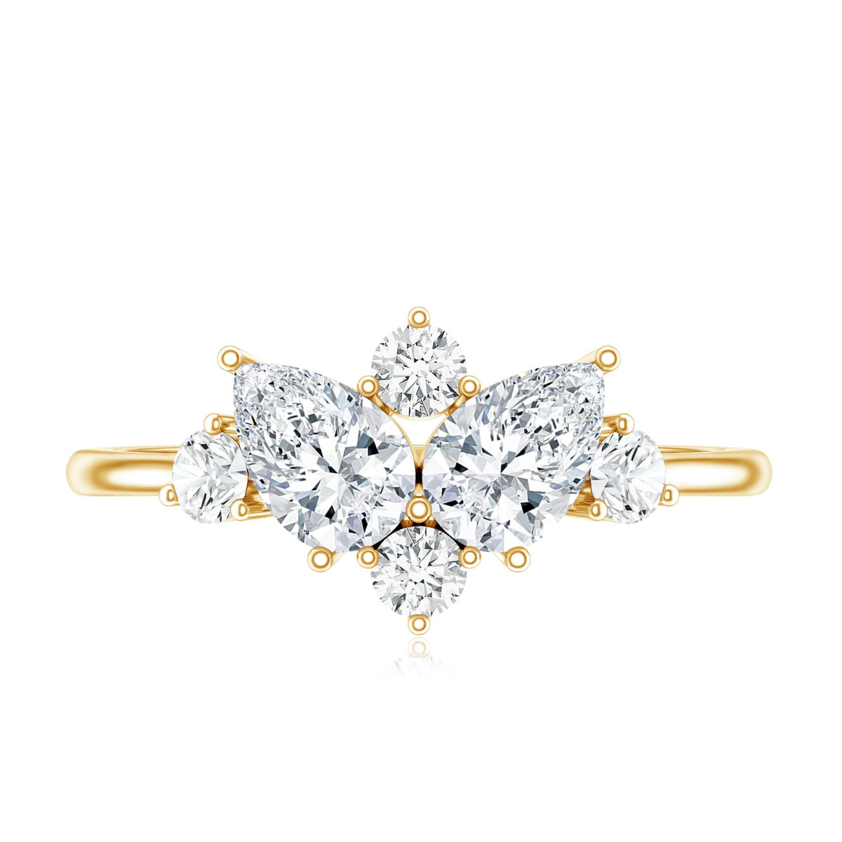 Pear and Round Moissanite Cluster Promise Ring