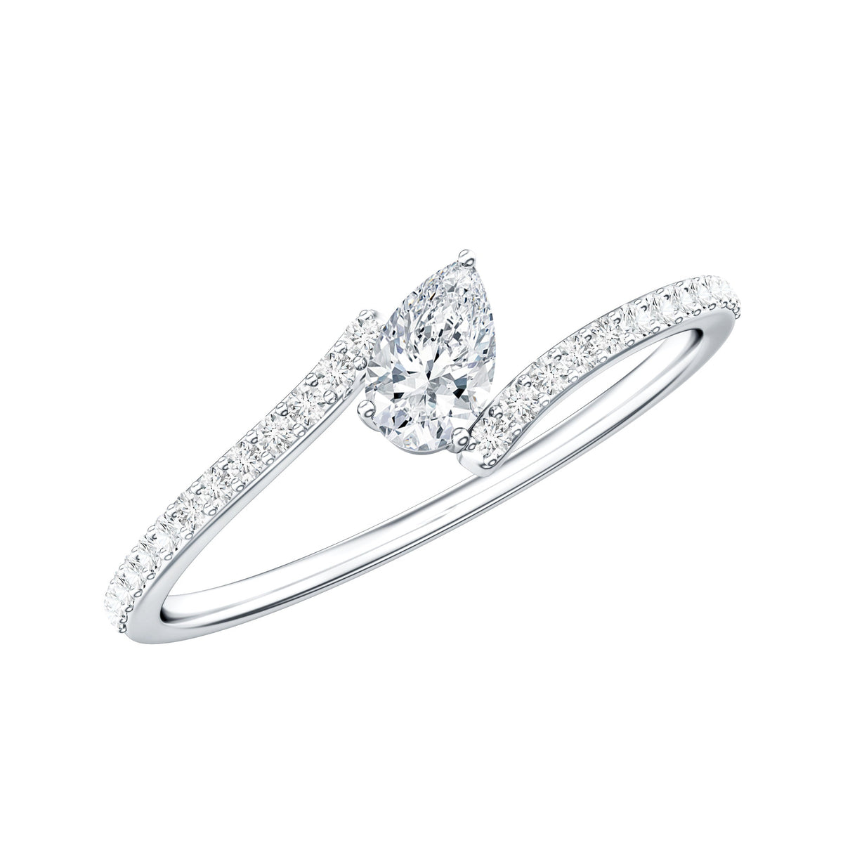 Certified Natural Diamond Promise Ring with Bypass Shank