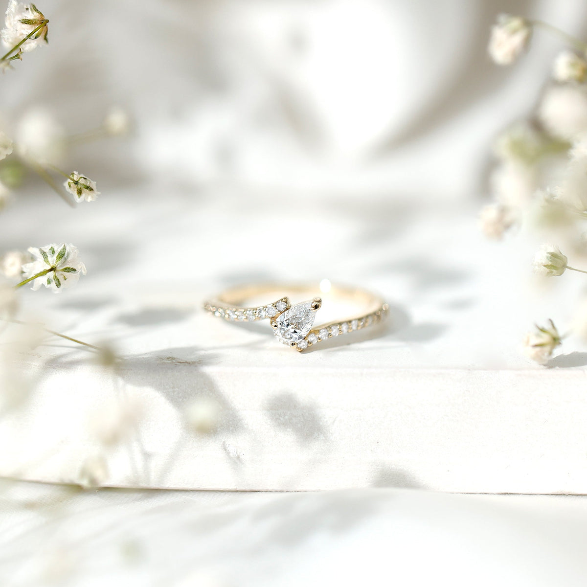 Pear Shaped Moissanite Bypass Promise Ring for Her