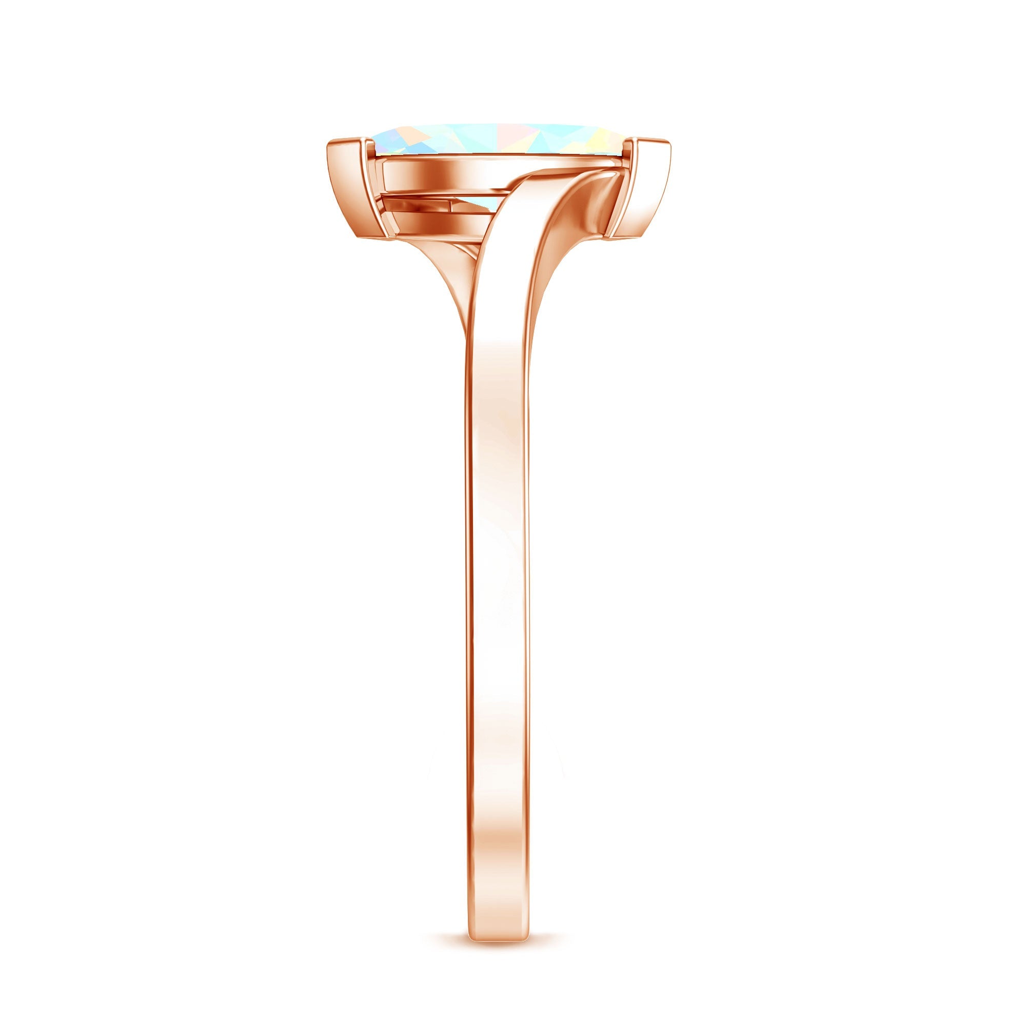 Natural Marquise Ethiopian Rainbow Opal Promise Ring with Bypass Shank