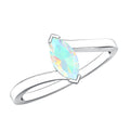 Natural Marquise Ethiopian Rainbow Opal Promise Ring with Bypass Shank