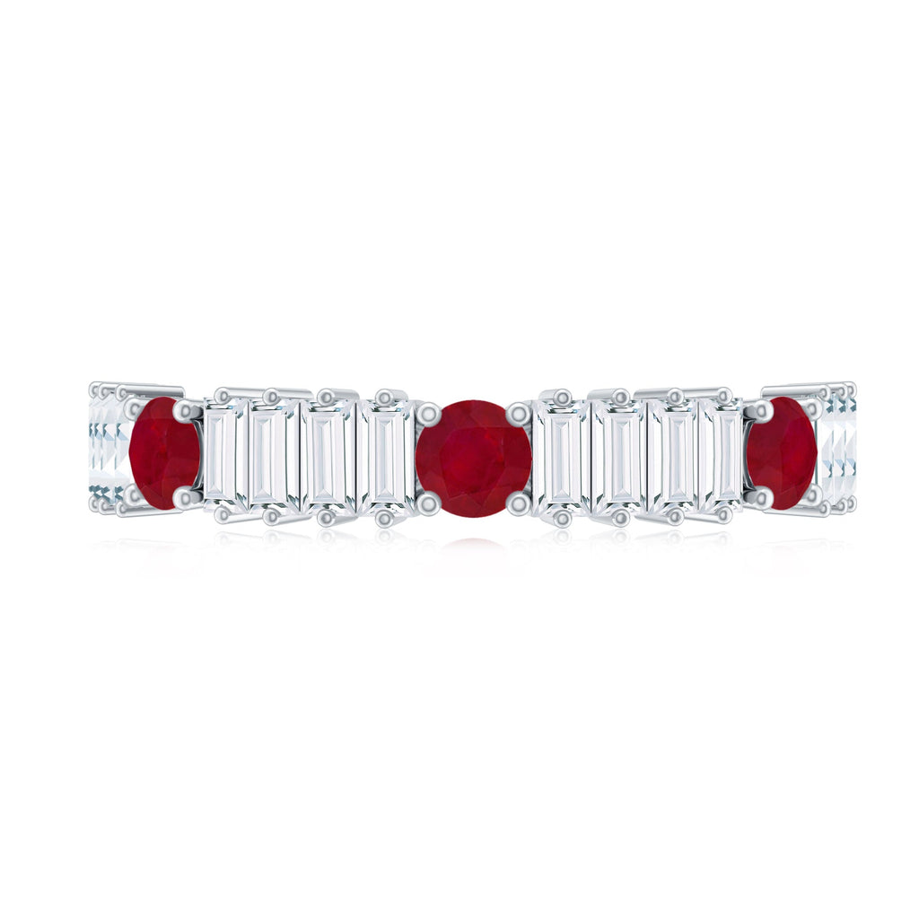 Real Ruby Diamond Half Eternity Band Ring for Women