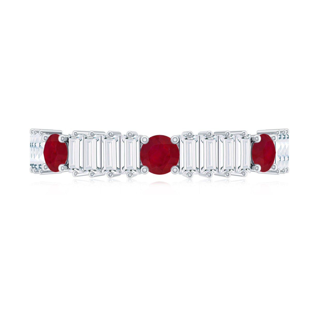 Real Ruby Diamond Half Eternity Band Ring for Women
