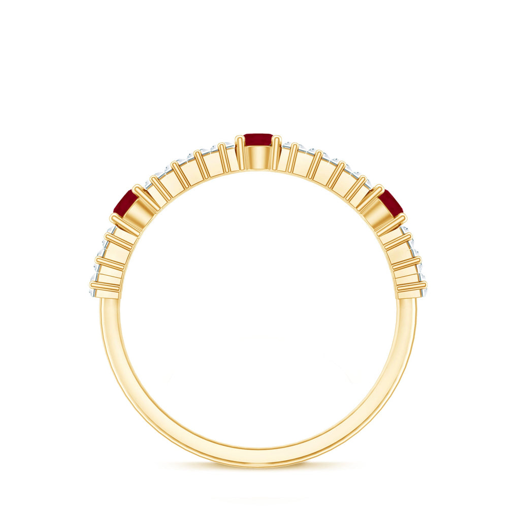 Real Ruby Diamond Half Eternity Band Ring for Women