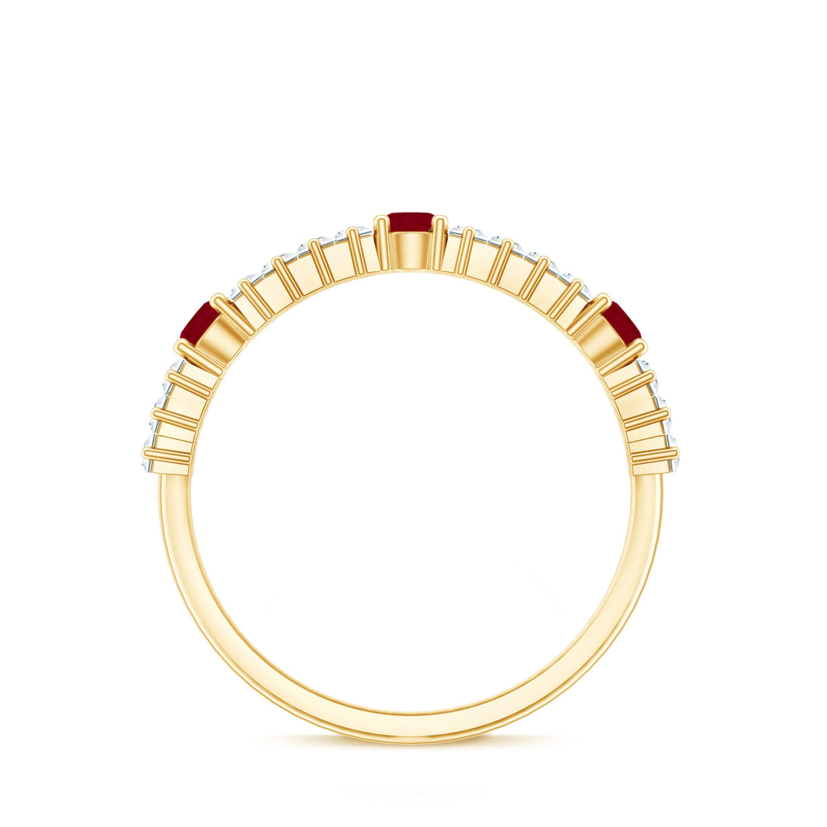 Real Ruby Diamond Half Eternity Band Ring for Women