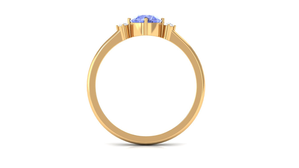 Certified Tanzanite Cute Promise Ring with Diamond