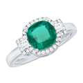 Cushion Cut 2 Carat Lab Grown Emerald Diamond Statement Engagement Ring