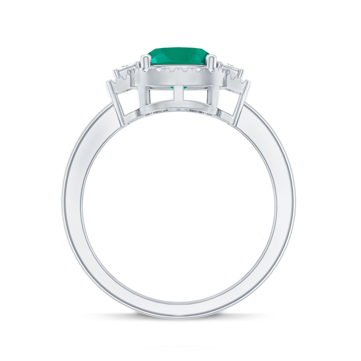 Cushion Cut 2 Carat Lab Grown Emerald Diamond Statement Engagement Ring