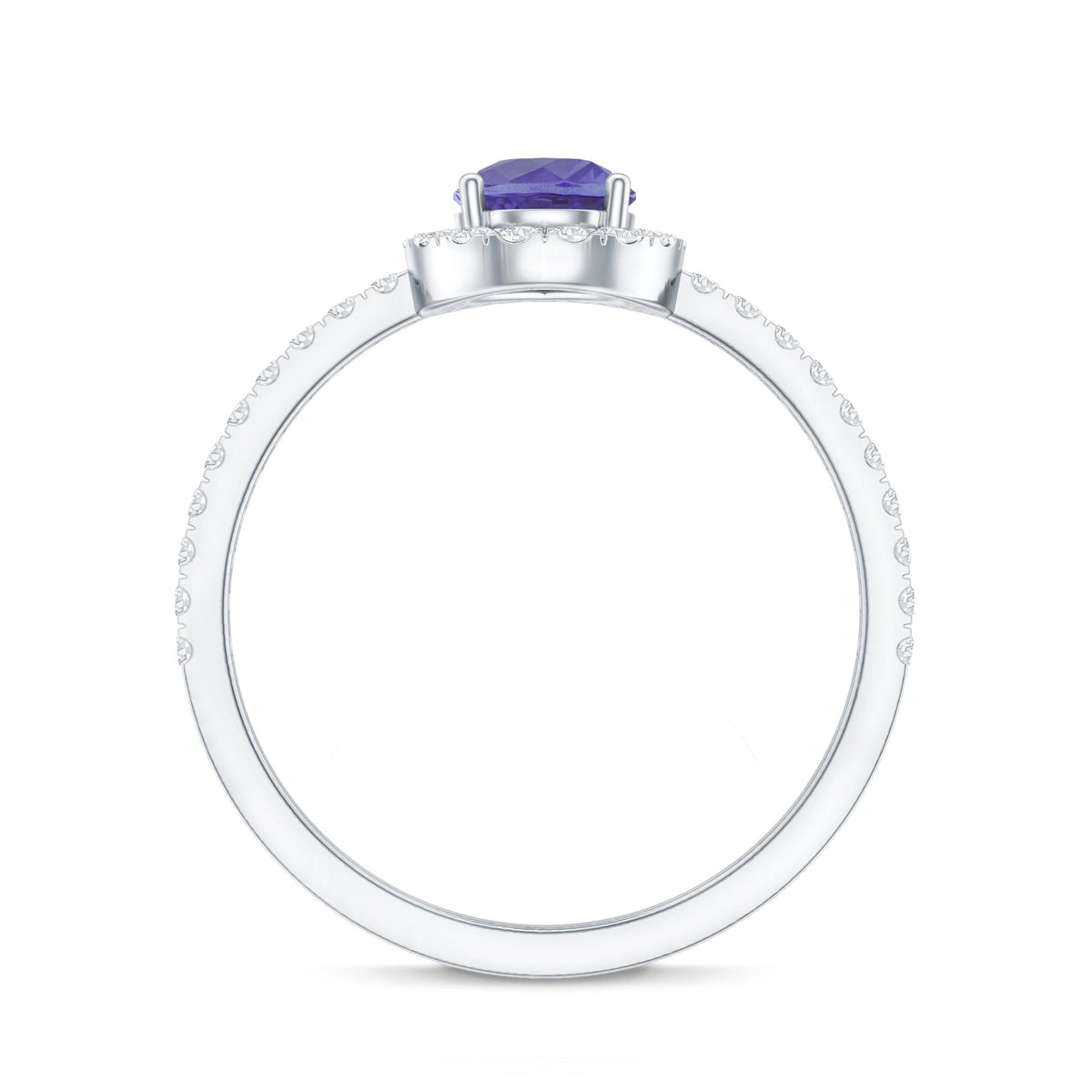 Real 0.84 Carat Tanzanite Teardrop Engagement Ring with Diamond Halo