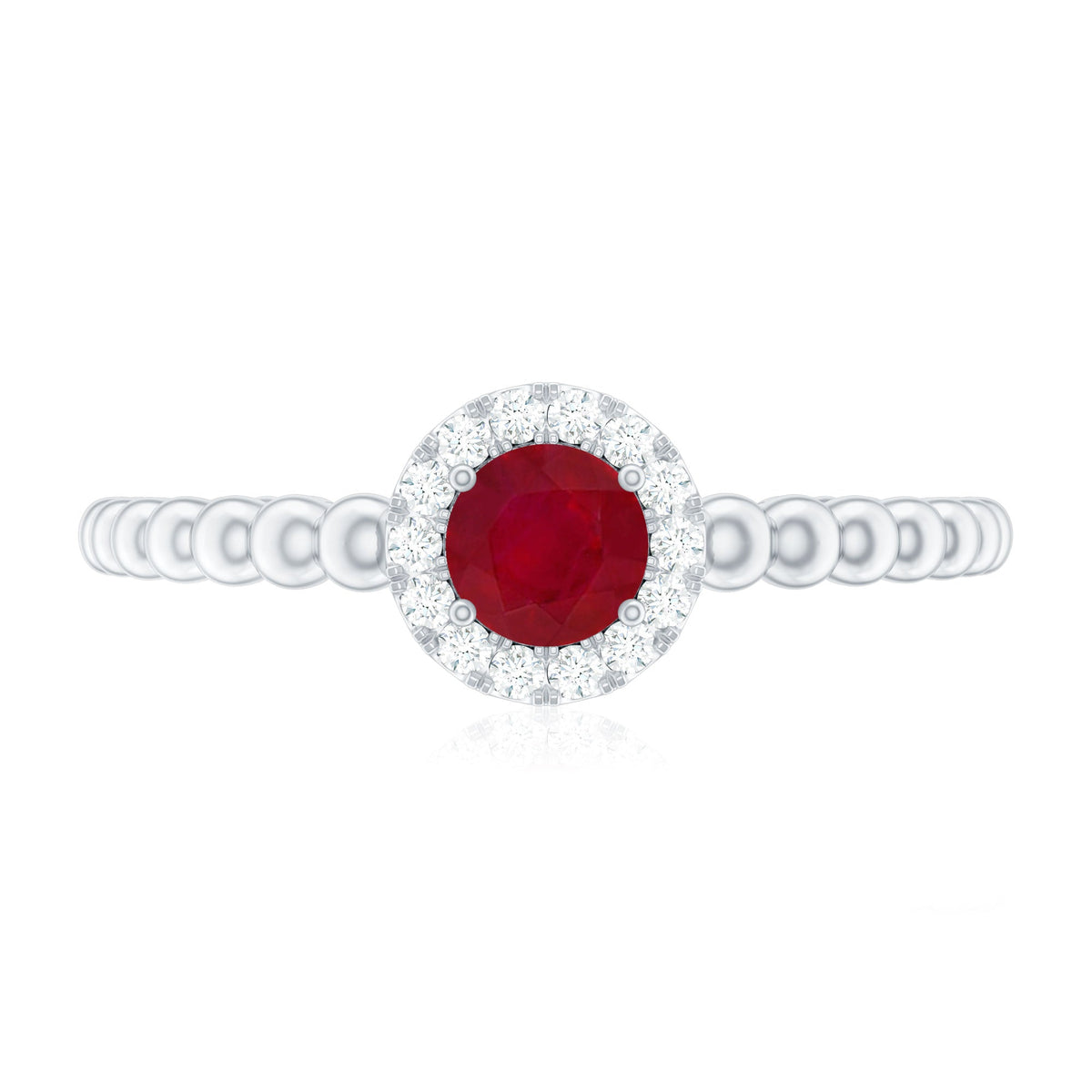 Natural Ruby Diamond Promise Ring with Bubble Shank