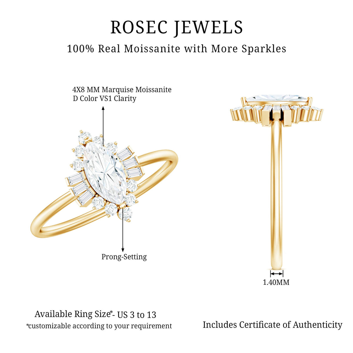 Marquise Cut Moissanite Antique Style Engagement Ring with Halo