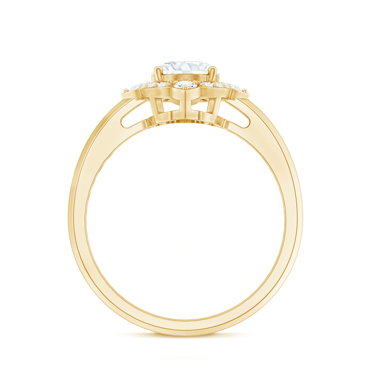 Vintage Style Oval Shaped Moissanite Halo Engagement Ring