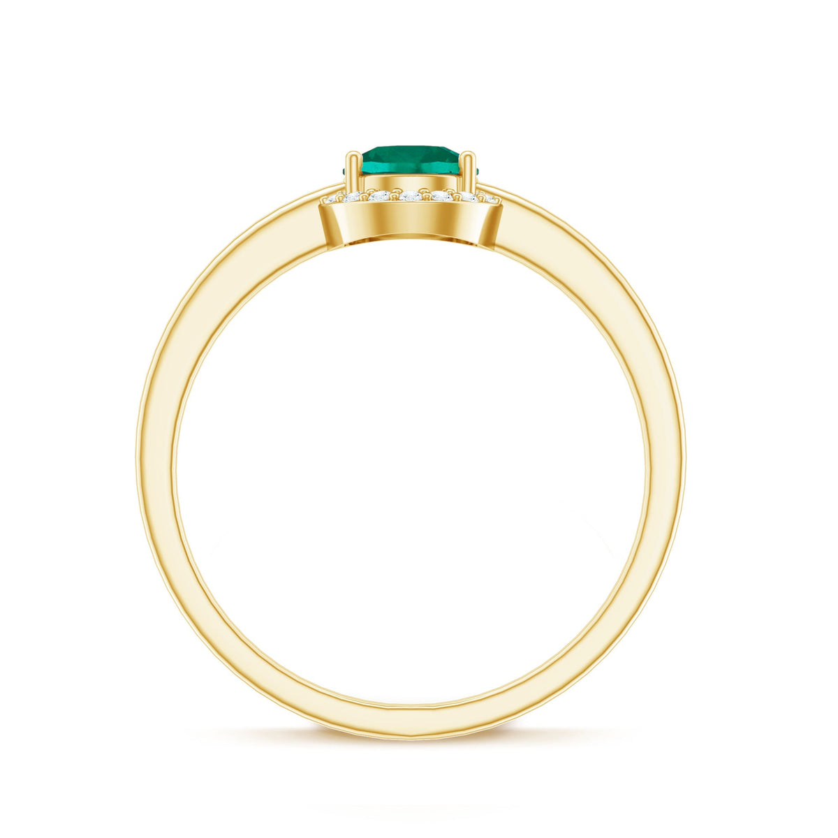 Certified 0.8 Carat Lab Grown Emerald Promise Ring with Diamond Halo