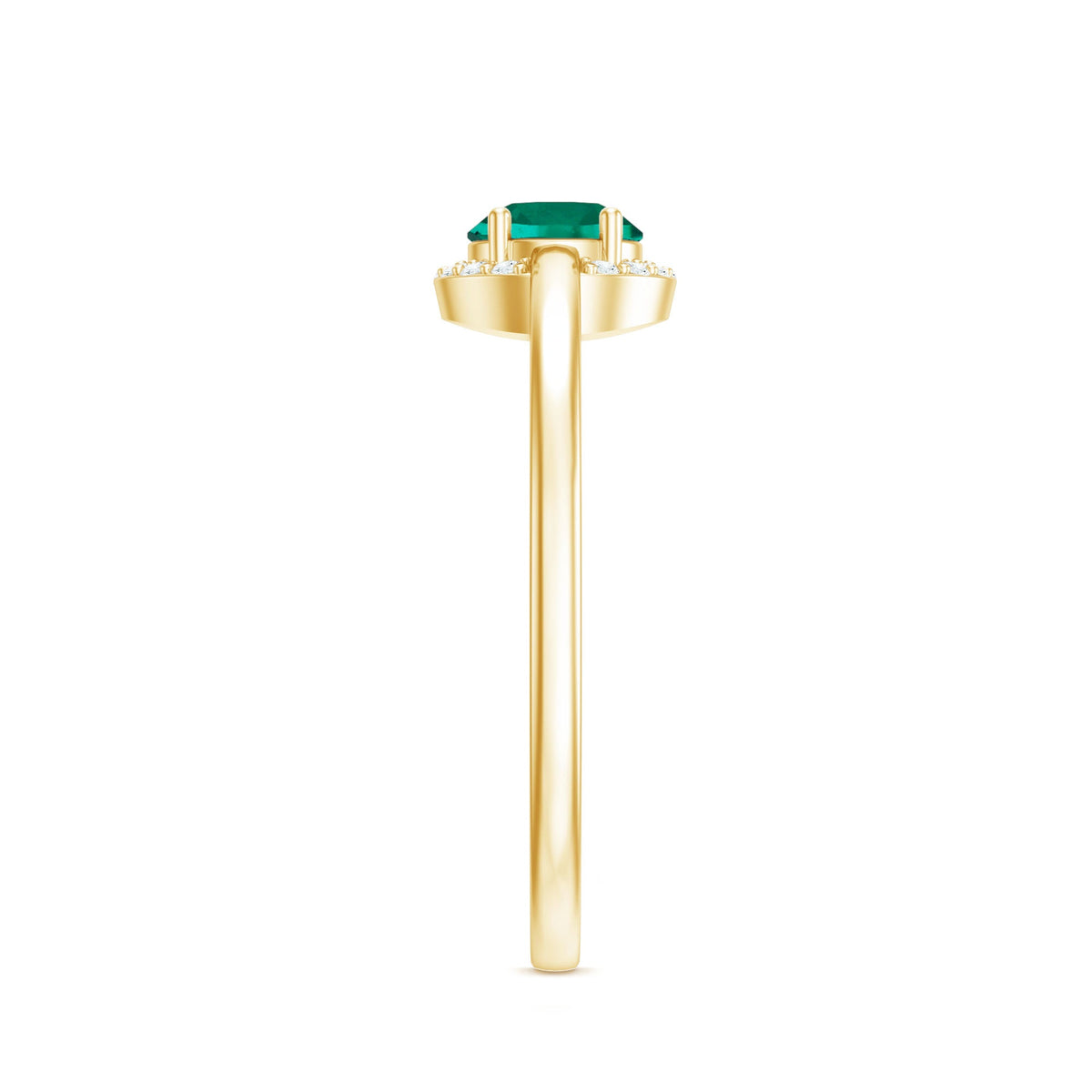 Certified 0.8 Carat Lab Grown Emerald Promise Ring with Diamond Halo
