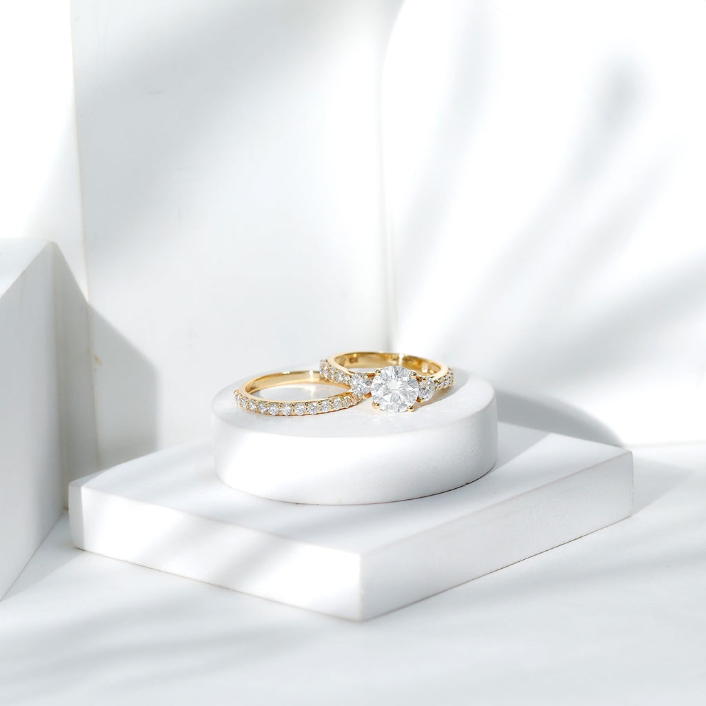 Certified Moissanite Classic Bridal Ring Set
