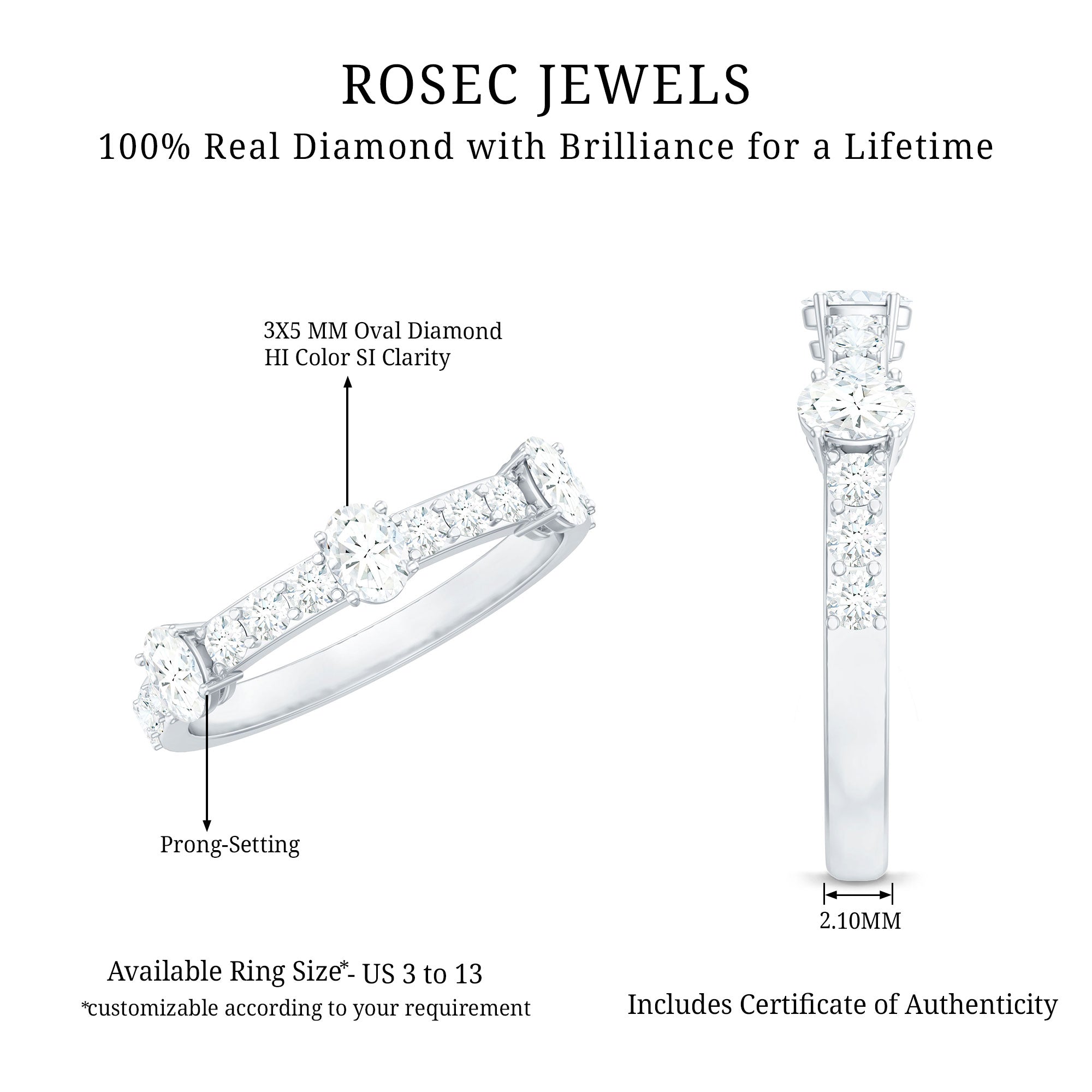 Natural Diamond Half Eternity Band Ring