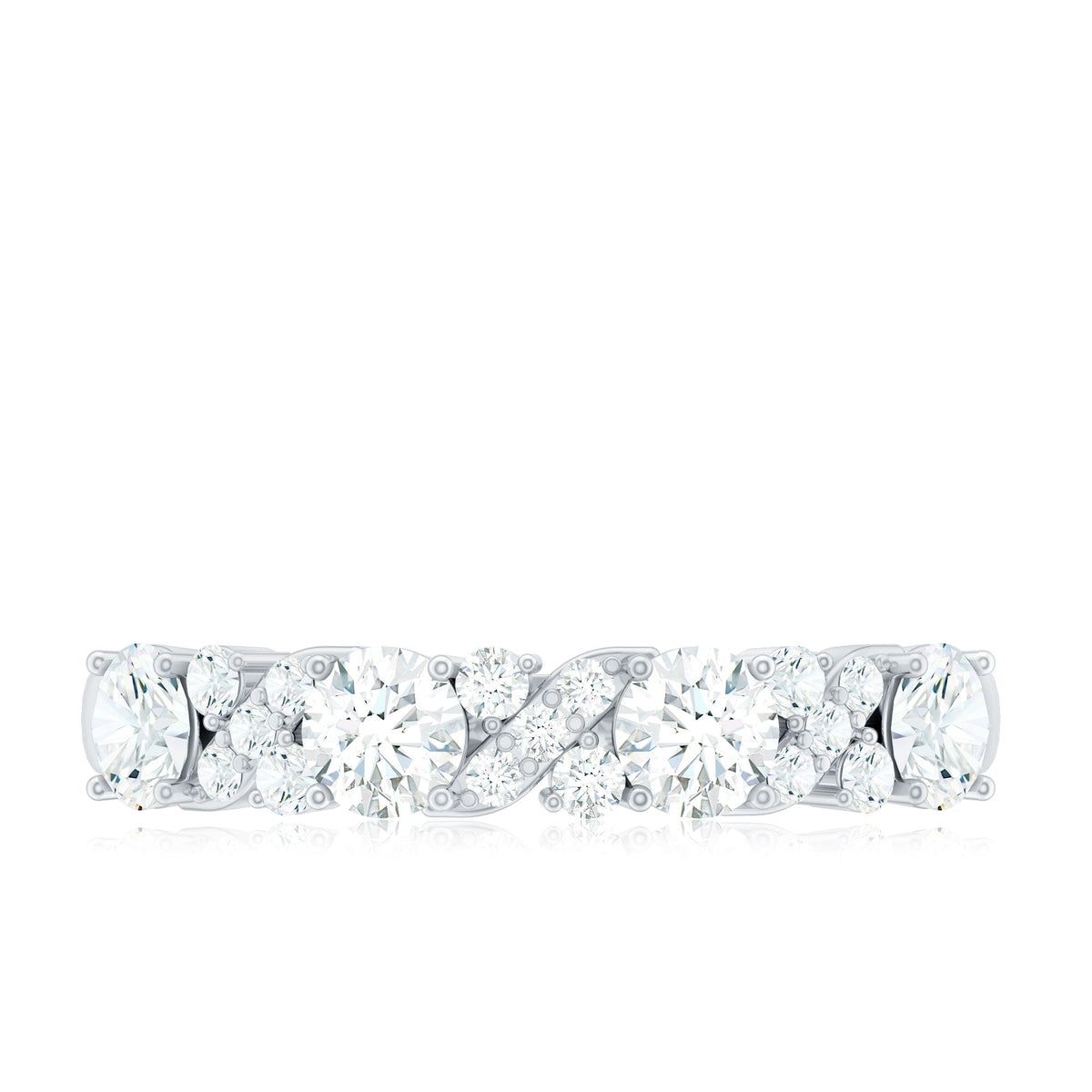 Certified Moissanite Half Eternity Stackable Band Ring