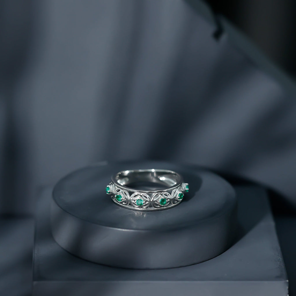 Lab Created Emerald Vintage Inspired Eternity Band