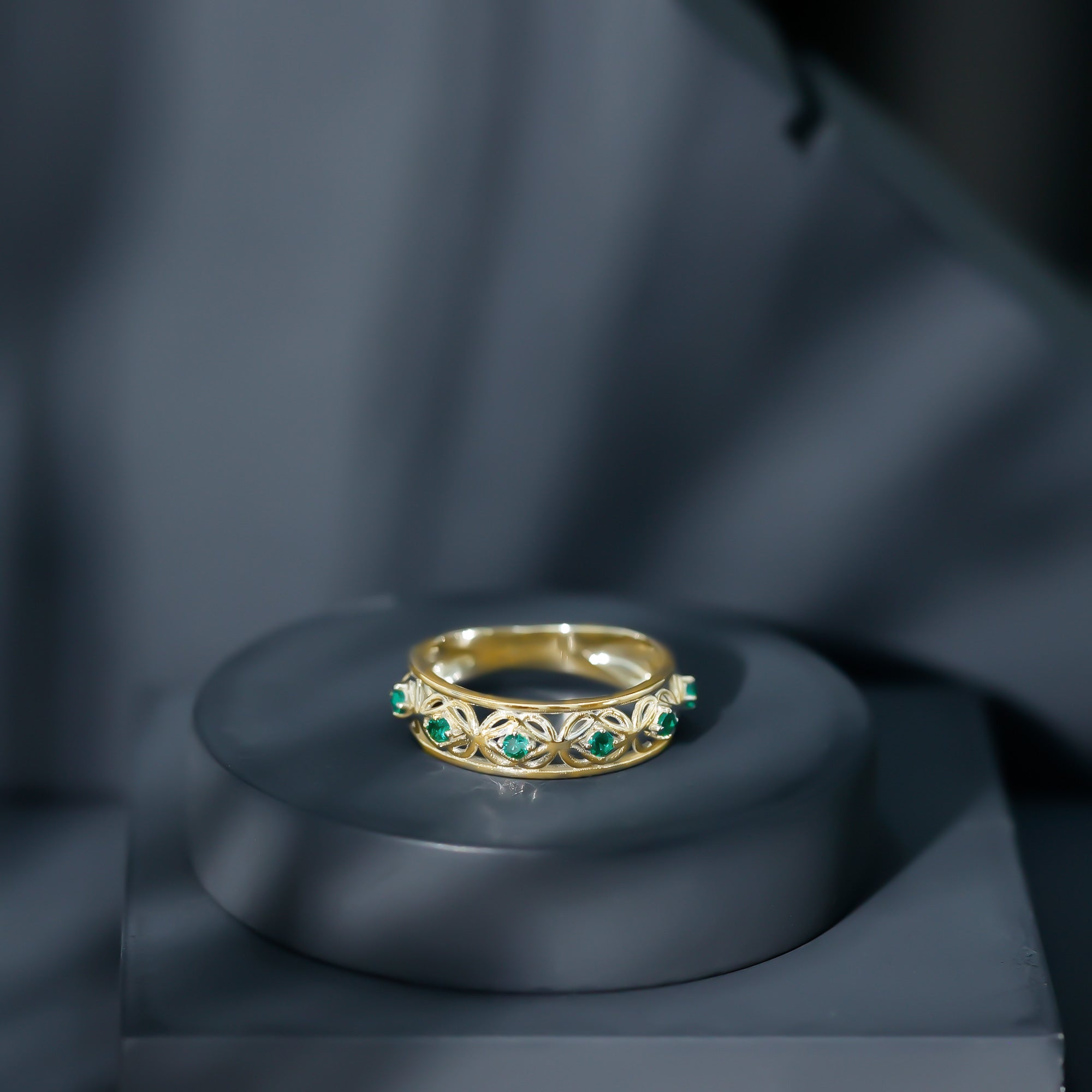 Lab Created Emerald Vintage Inspired Eternity Band