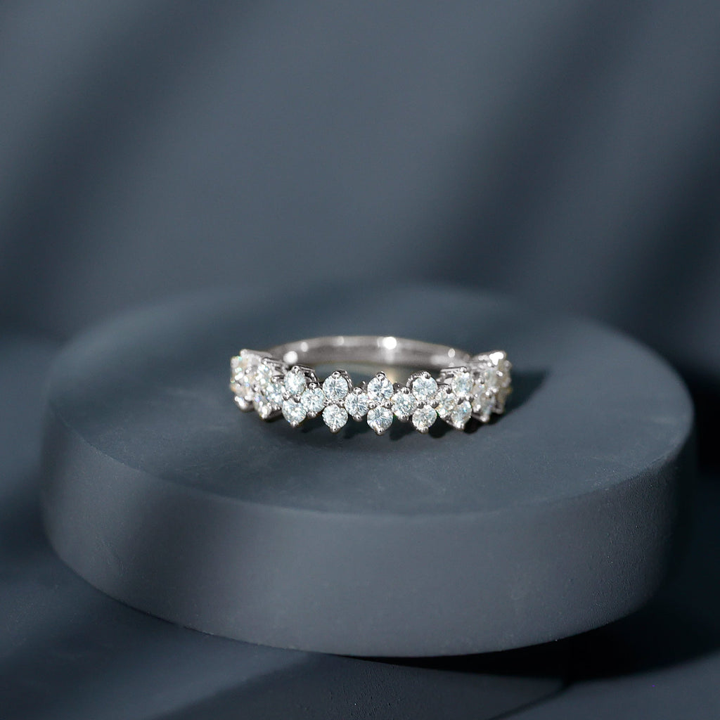 Natural Diamond Half Eternity Wedding Band with Certificate