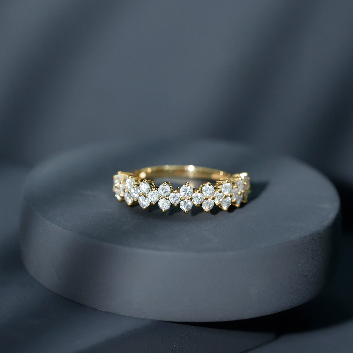 Natural Diamond Half Eternity Wedding Band with Certificate
