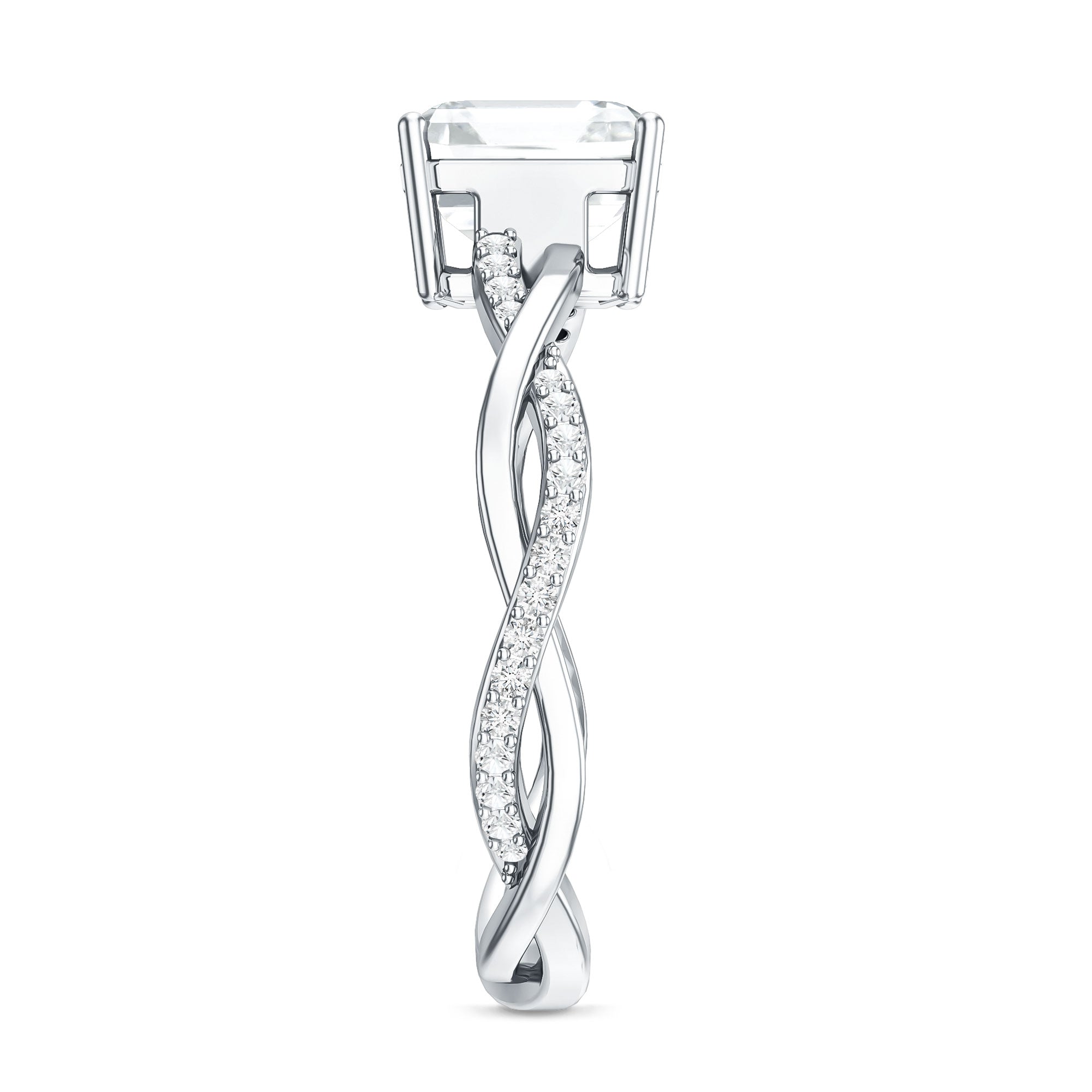 Solitaire Moissanite Asscher Cut Engagement Ring