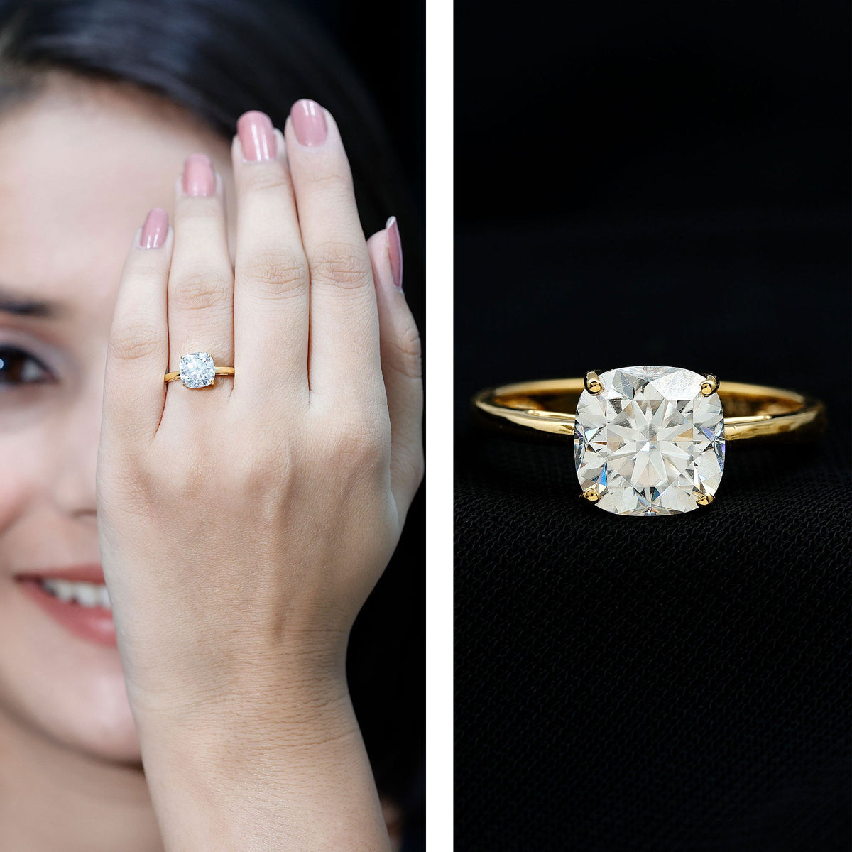 3 CT Cushion Cut Certified Moissanite Solitaire Engagement Ring