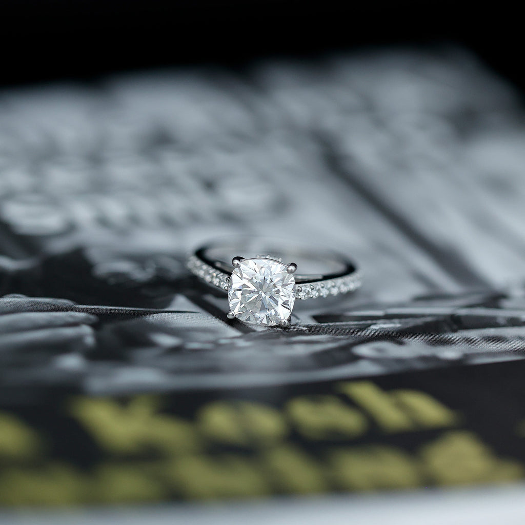 3 CT Cushion Cut Moissanite Solitaire Engagement Ring