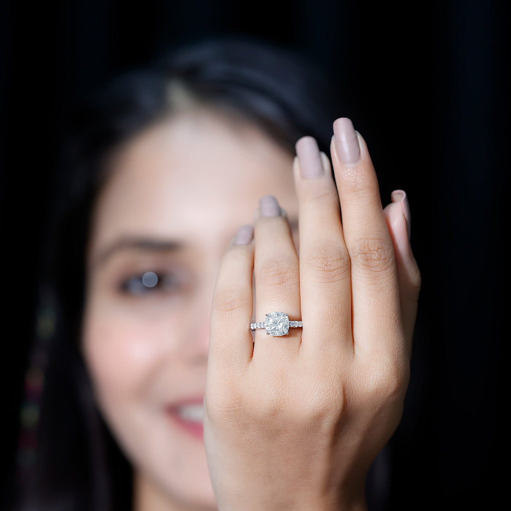 3 CT Cushion Cut Moissanite Solitaire Engagement Ring