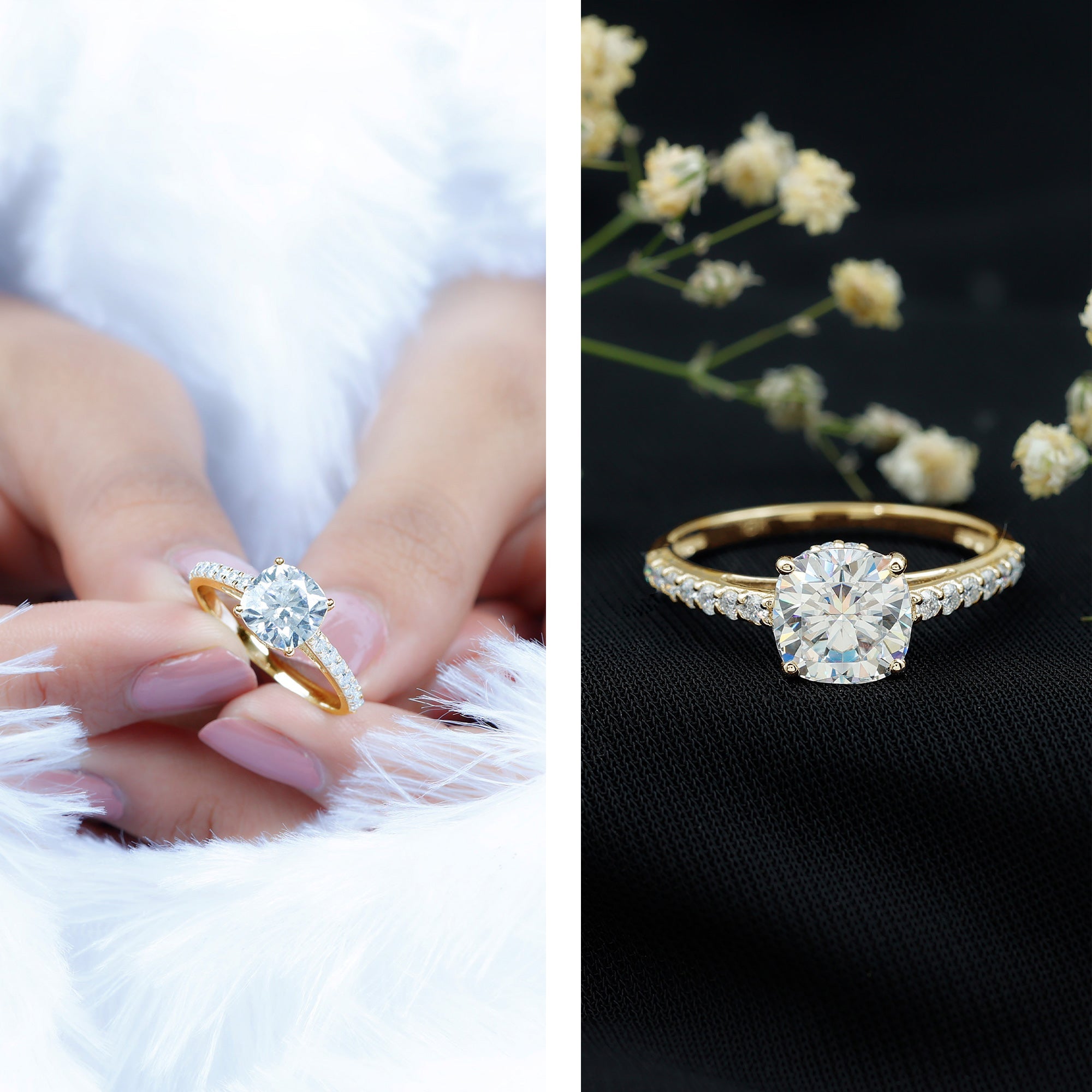 3 CT Cushion Cut Moissanite Solitaire Engagement Ring
