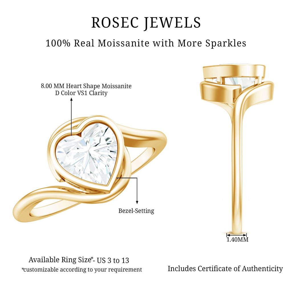 Heart Shape Moissanite Bypass Engagement Ring for Women
