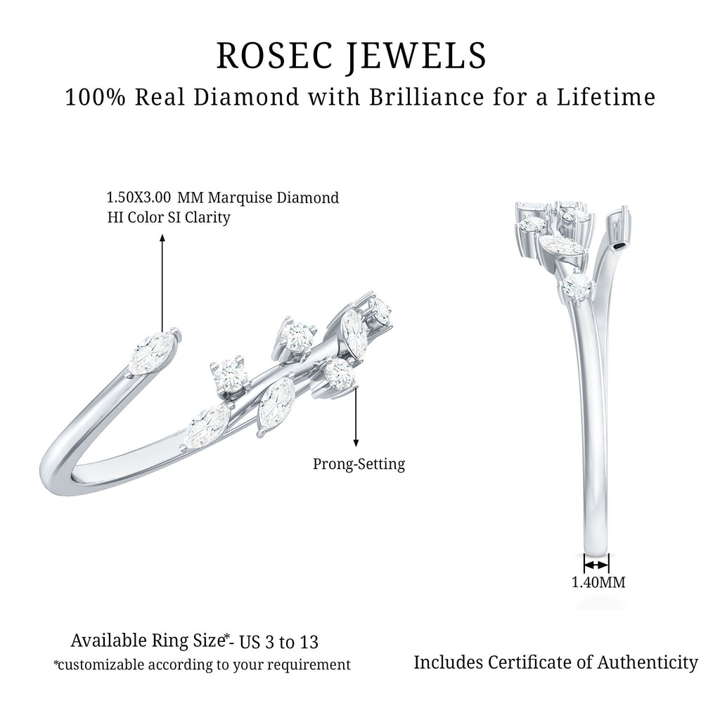 Marquise and Round Shape Natural Diamond Wrap Ring
