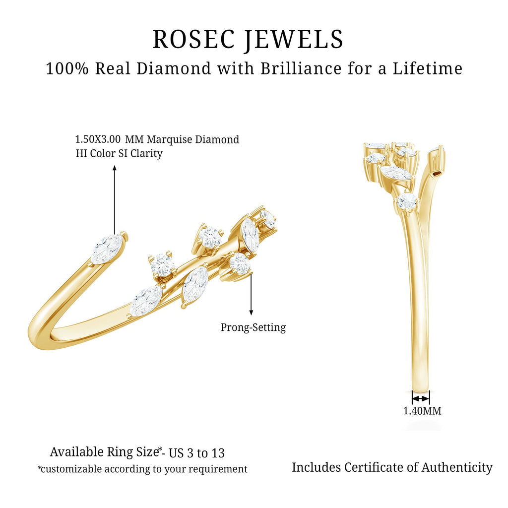 Marquise and Round Shape Natural Diamond Wrap Ring
