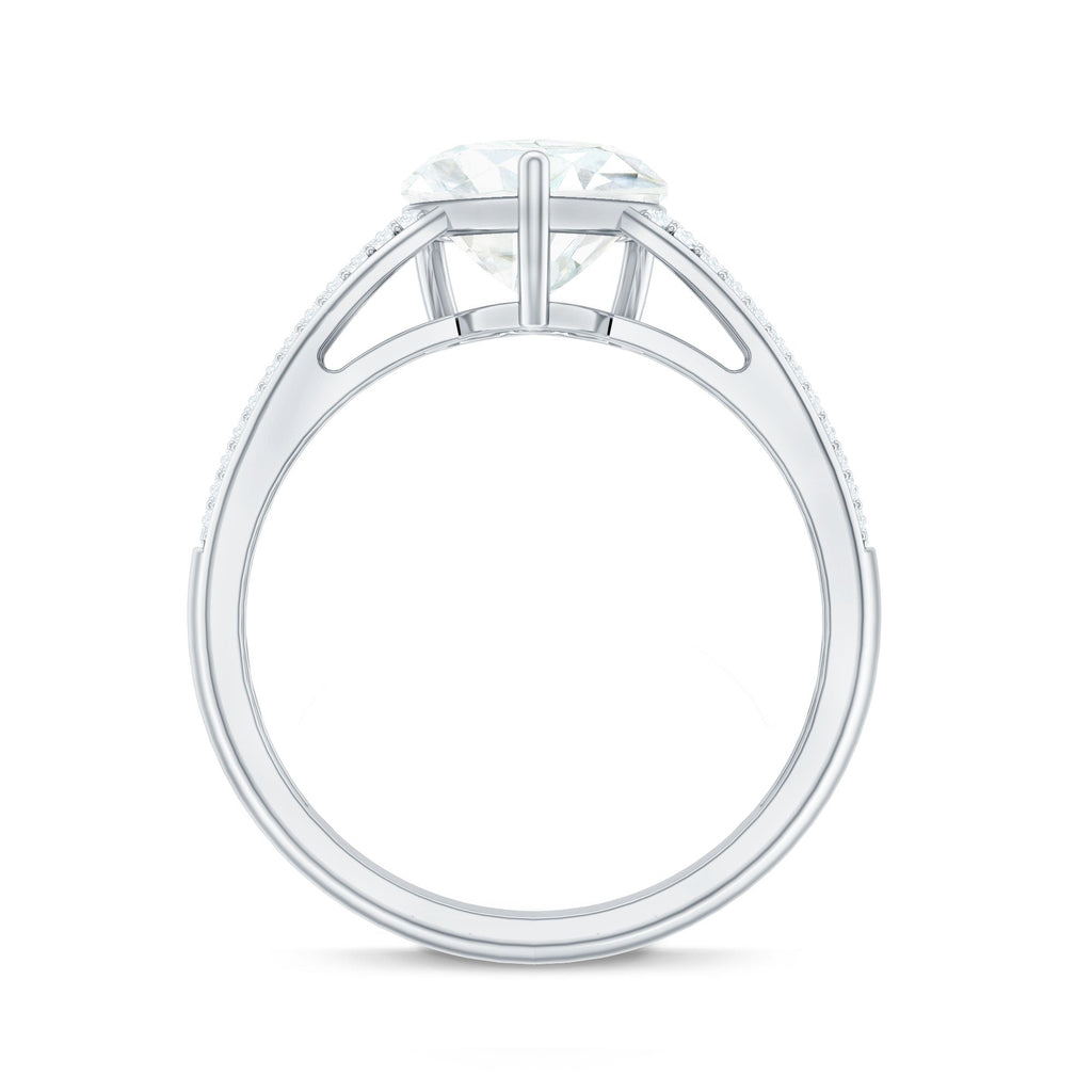 Certified Moissanite Heart Engagement Ring with Side Stones