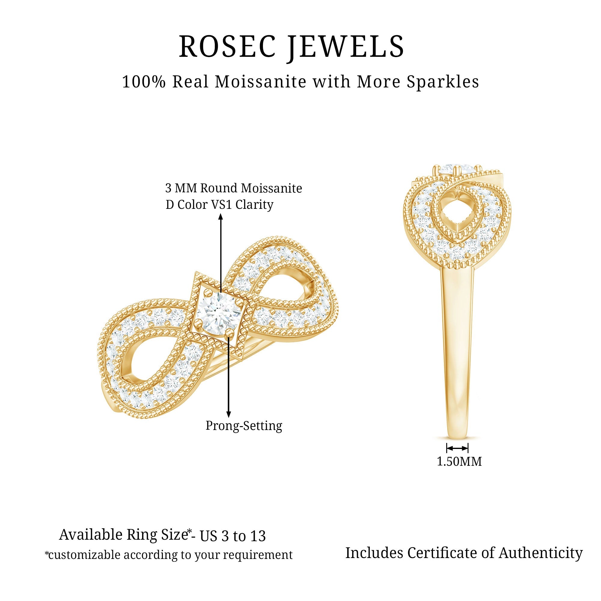 Vintage Inspired Moissanite Infinity Engagement Ring
