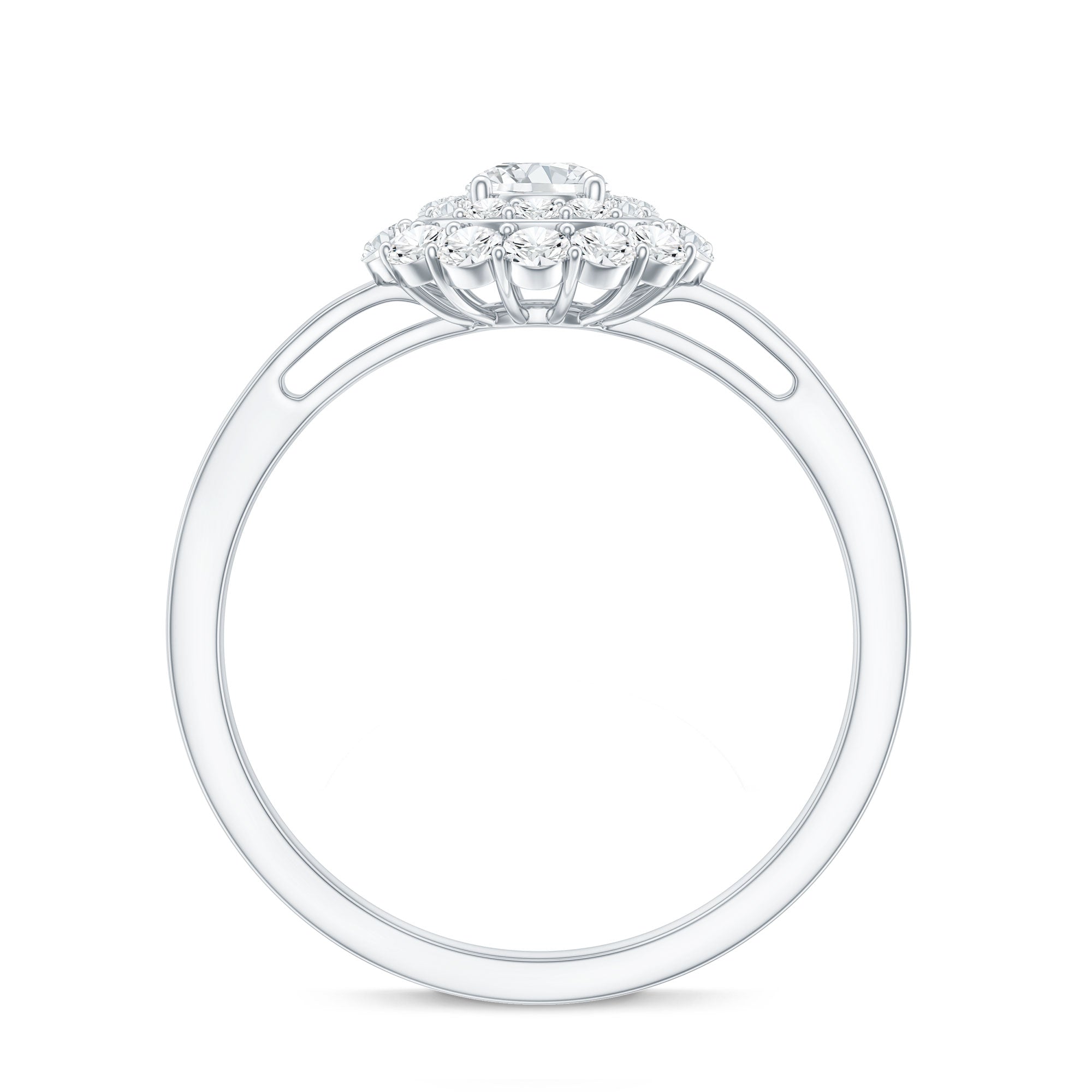 Certified Round Moissanite Double Halo Engagement Ring