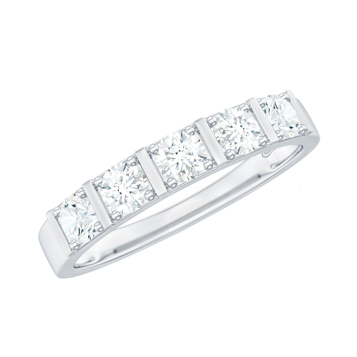Round Cut Certified Moissanite Five Stone Anniversary Band for Men