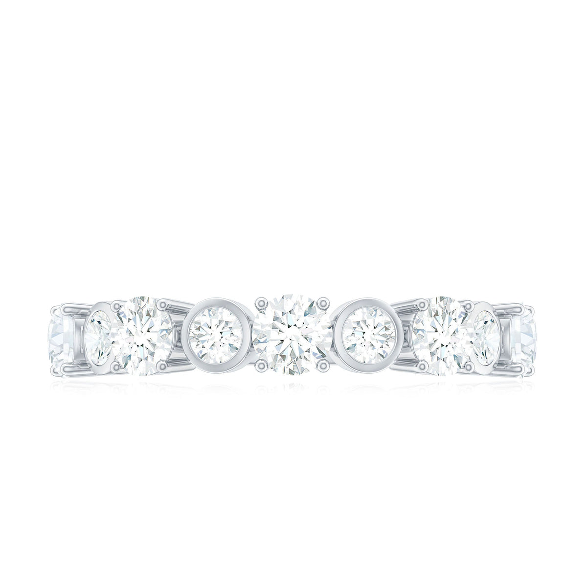 Certified Round Cut Moissanite Half Eternity Band Ring