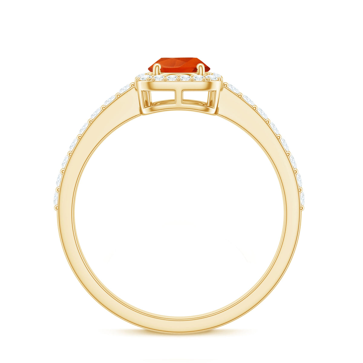 Oval Cut Fire Opal Engagement Ring with Diamond Halo