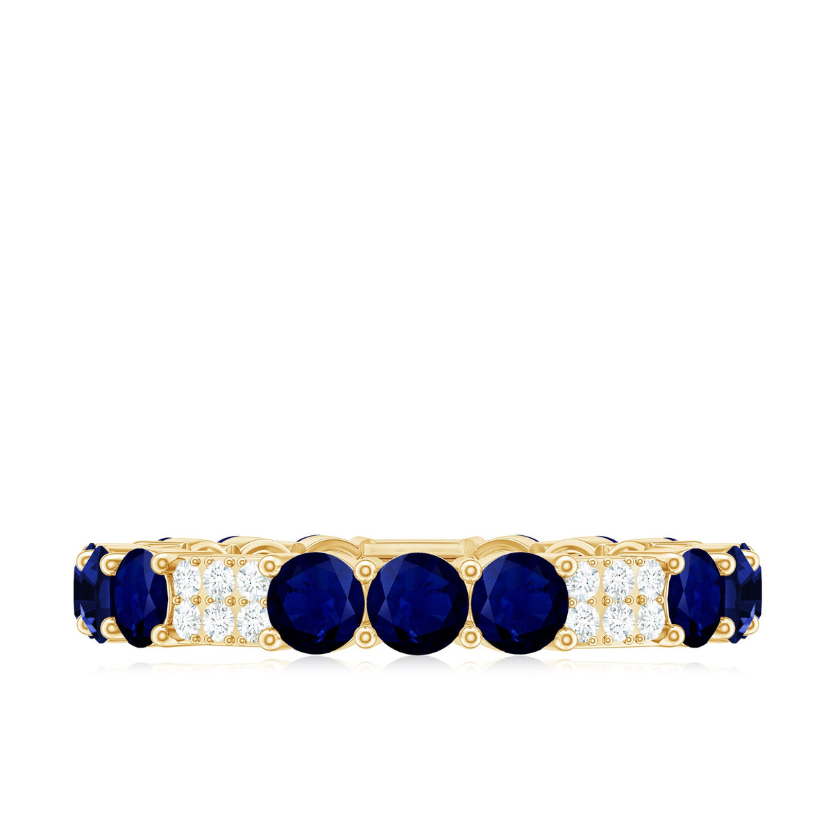 Natural Blue Sapphire and Diamond Eternity Wedding Band